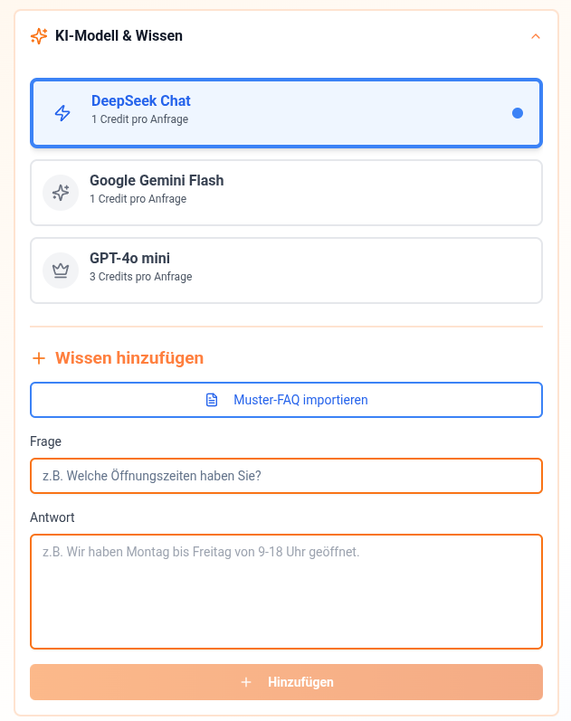 FAQ manuell hinzufügen